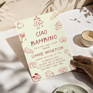 Cute Ciao Bambino Cream Italian Baby Shower Kaart