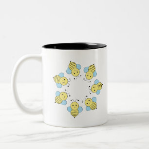 Cute Circle of bijen Tweekleurige Koffiemok