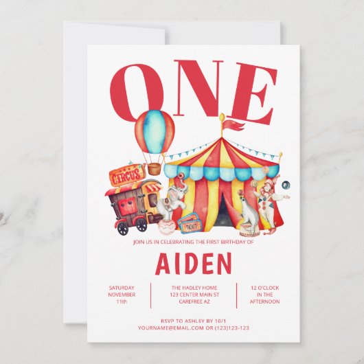 Cute Circus Big Top Invitation d'anniversaire pour (Devant)
