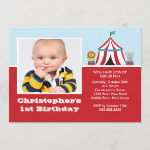 CUTE Circus Kids Birthday Party Invitation FOTO Kaart