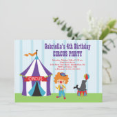 CUTE Circus Kids Birthday Party Invitation Kaart (Staand voorkant)