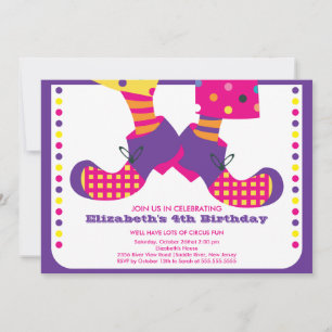 CUTE Circus Kids Birthday Party Invitation Kaart
