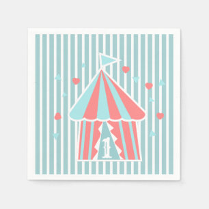 Cute Circus Tent Eerste Verjaardag Servet