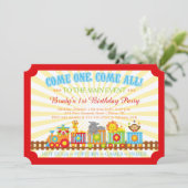 Cute circus treinfeest uitnodiging (Staand voorkant)