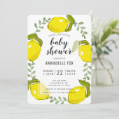 Cute Citron Citrus Baby shower blanc Invitation (Debout devant)