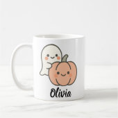 Cute Citrouille fantôme Halloween Mug Personnalisé (Gauche)