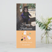 Cute Citrouille Ghost Confetti Carte photo orange (Debout devant)