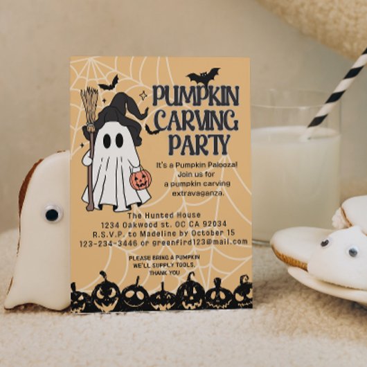 Cute citrouille sculpter invitations Halloween