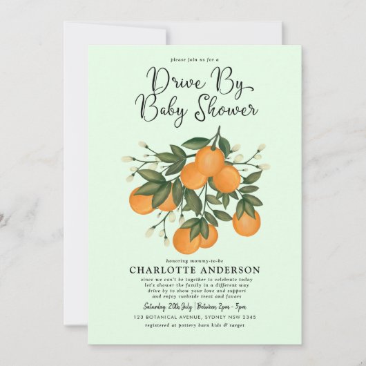 Cute Citrus Drive by Baby shower Oranje Quarantine Kaart (Voorkant)