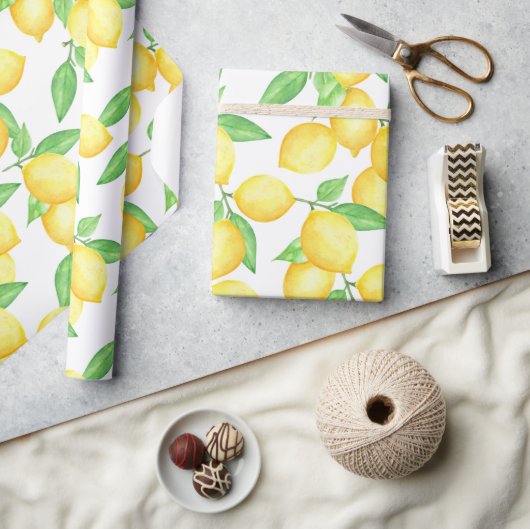 Cute Citrus Lemon Print Cadeaupapier (Crafts)