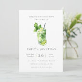 Cute Citrus Mint Cocktail Couples Invitation douch (Debout devant)