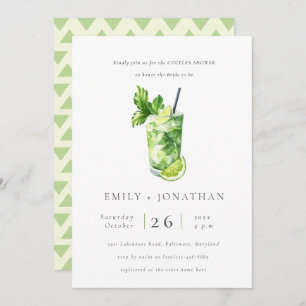 Cute Citrus Mint Cocktail Couples Invitation douch