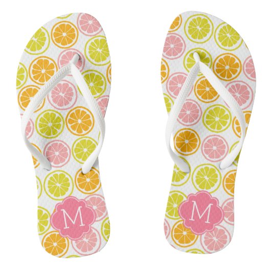 Cute Citrus Pattern Monogrammed Teenslippers (Voetbed)