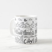 Cute City Doodle Koffiemok (Voorkant links)