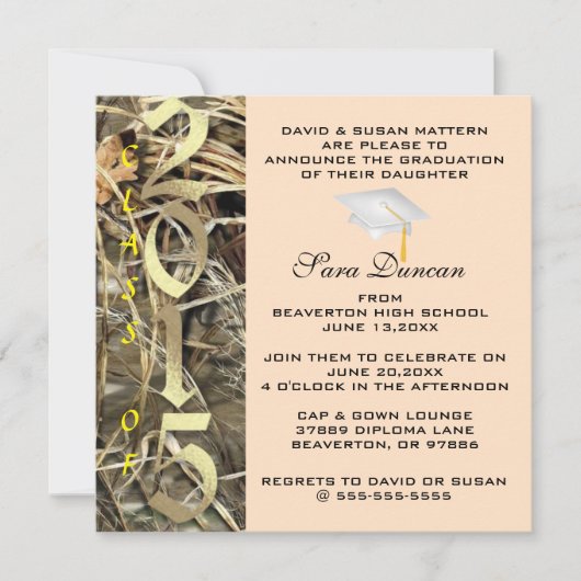 Cute Classic Camo Elegant 2015 Invitations de dipl (Devant)