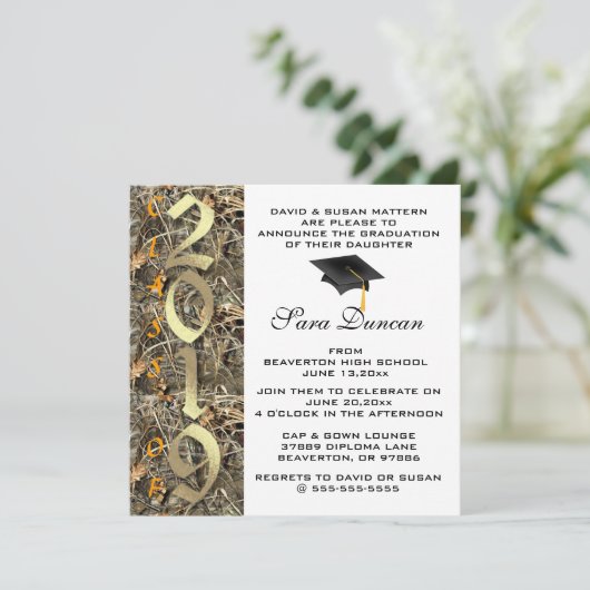 Cute Classic Country Camo 2019 Afstuderen Invite Kaart (Staand voorkant)