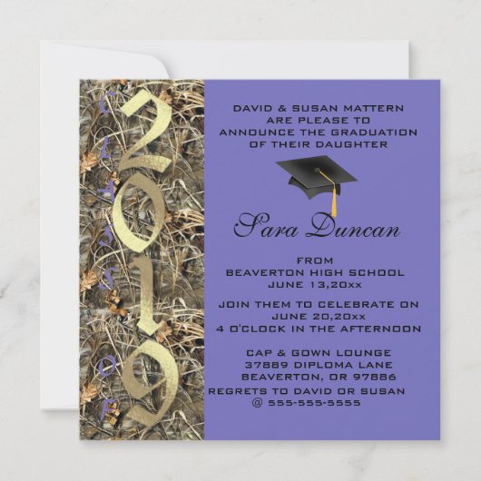 Cute Classic Country Camo 2019 Invitation de diplô (Devant)