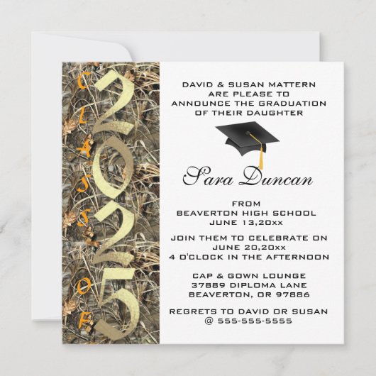 Cute Classic Country Camo 2025 Invitation de diplô (Devant)
