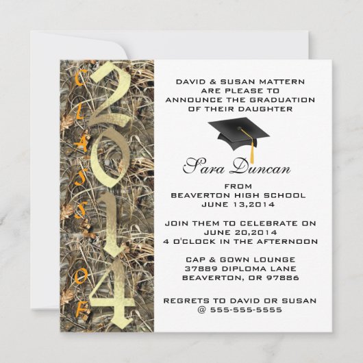 Cute Classic Elegant 2014 Afstuderen Invitation Kaart (Voorkant)