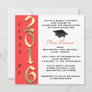 Cute Classic Elegant 2016 Afstuderen Invitation Kaart