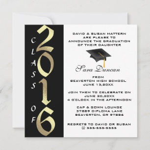 Cute Classic Elegant 2016 Afstuderen Invitation Kaart