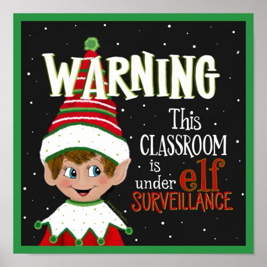 Cute Classroom Elf Surveillance Poster (Voorkant)