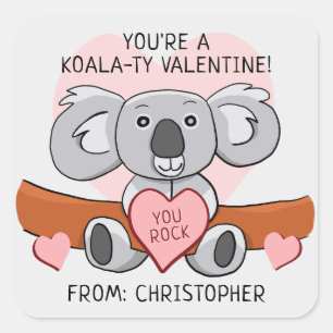 Cute Classroom Valentijn Koala Vierkante Sticker