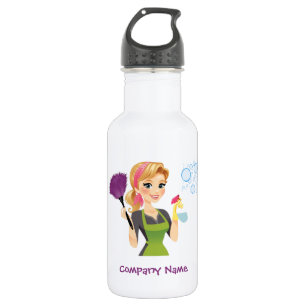 Cute Cleaning Cartoon Housekeeping Maid Service Waterfles