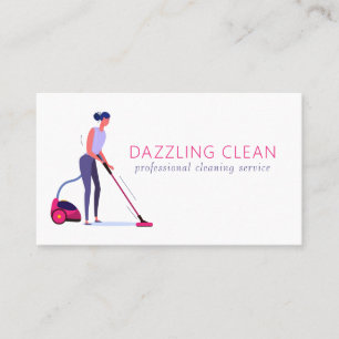 Cute Cleaning Maid House Clean Service Visitekaartje