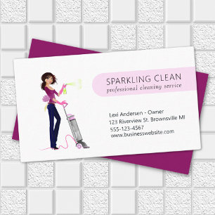 Cute Cleaning Maid Vacuum House Clean Service Visitekaartje