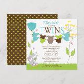 Cute Clothesline Multiple Baby Shower Invitations Kaart (Voorkant / Achterkant)