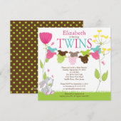 Cute Clothesline Multiple Baby Shower Invitations Kaart (Voorkant / Achterkant)