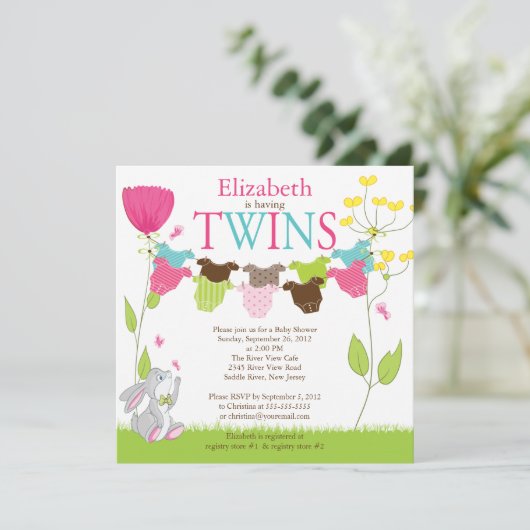 Cute Clothesline Multiples Invitations De Douche P (Debout devant)