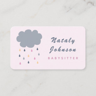 Cute Cloud & Colorful Rain Babysitter Minimalist Visitekaartje