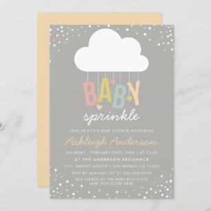 Cute Cloud & Confetti Baby Sprinkle Uitnodiging