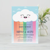 Cute Cloud en Rainbow Baby Shower Kaart (Staand voorkant)
