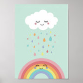 Cute Cloud Rainbow Nursery Pastel Poster Imprimer (Devant)
