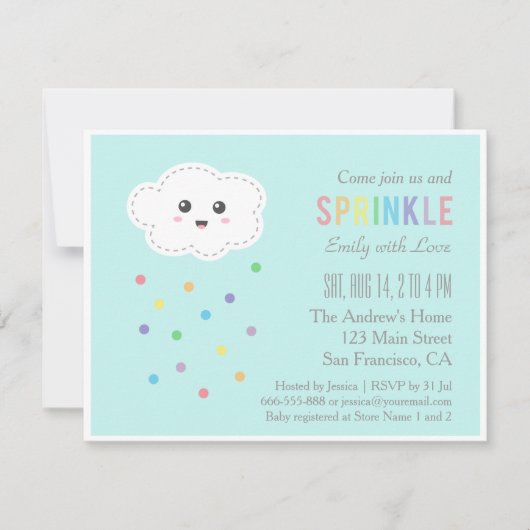 Cute Cloud Shower, Baby sprinkeluitvindingen Kaart (Voorkant)