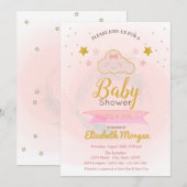 Cute Cloud, sterren Het is een meisje Baby shower Kaart (Voorkant / Achterkant)