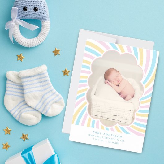Cute Cloud Unisex Baby Photo Faire-part de naissan