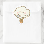 Cute Cloud Watering a Plant – Transparent Sticker (Sac)