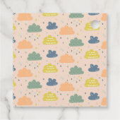 Cute Clouds and Raindrops in Blue Baby shower Bedankjes Labels (Achterkant)