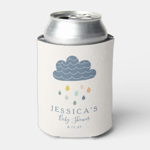 Cute Clouds and Raindrops in Blue Baby shower Blikjeskoeler