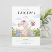 Cute Cloudy Light Blue Easter Bunny Baby Birthday Kaart (Staand voorkant)