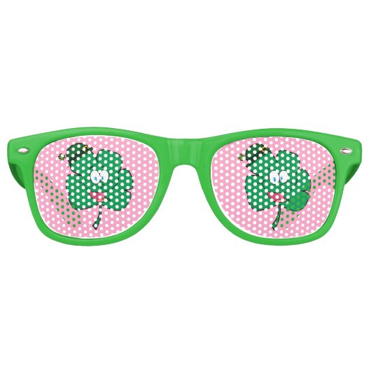 Cute Clover Face Retro Zonnebril (Voorkant)