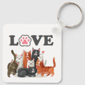 Cute Clowder of Cats Illustration with LOVE Sleutelhanger (Achterkant)