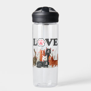 Cute Clowder of Cats Illustration with LOVE Waterfles