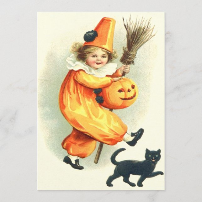 Cute Clown Black Cat Jack O Lantern (Voorkant)