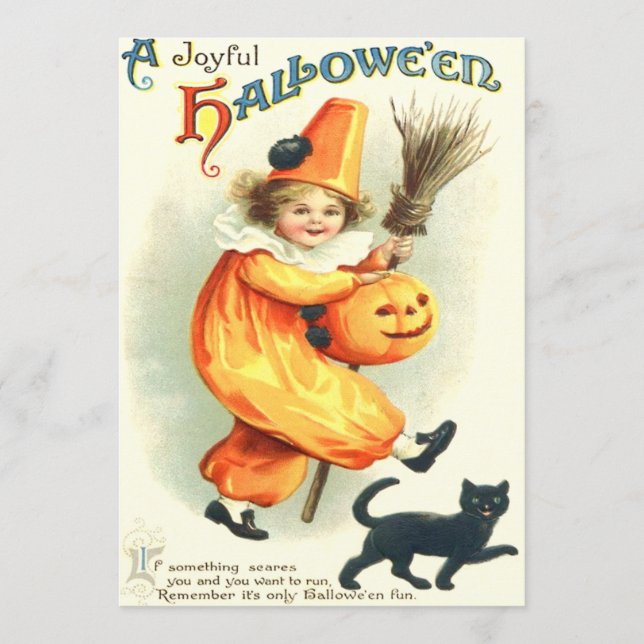 Cute Clown Black Cat Jack O Lantern (Voorkant)