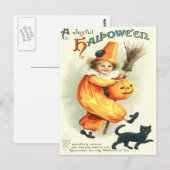 Cute Clown Black Cat Jack O Lantern Briefkaart (Voorkant / Achterkant)